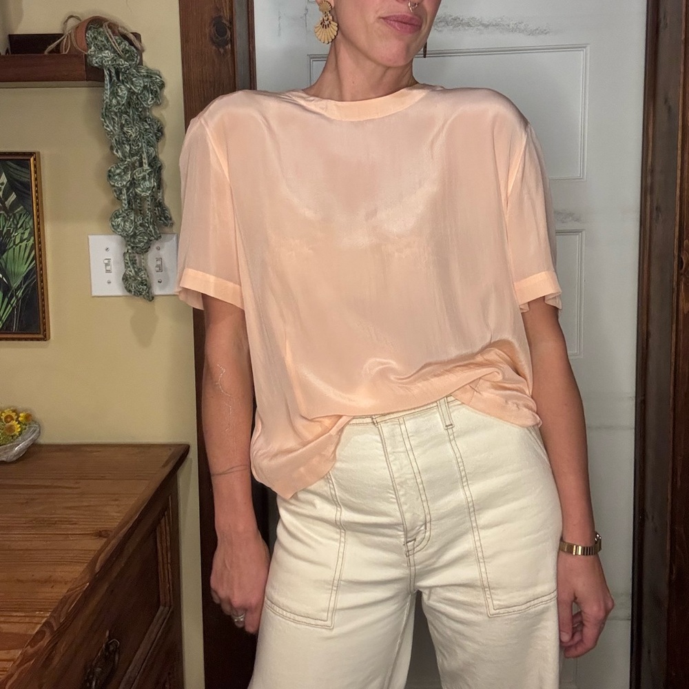 Silky Sheer Peach Vintage Top